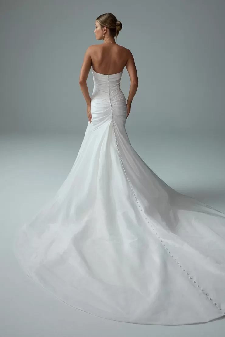 Sophia Tolli Cody wedding dress - back view with low back and elegant draping