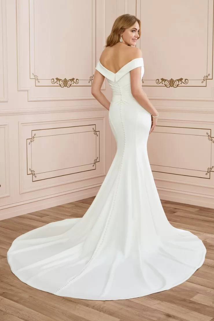 Sophia Tolli Emma wedding dress - back view with corset lace-up and sweep train