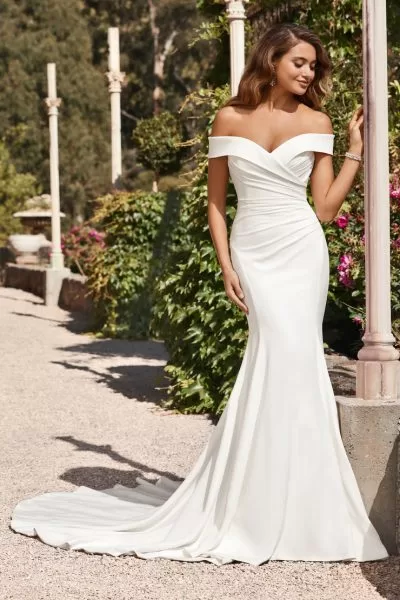 Sophia Tolli Emma wedding dress - front view with strapless bodice and full skirt