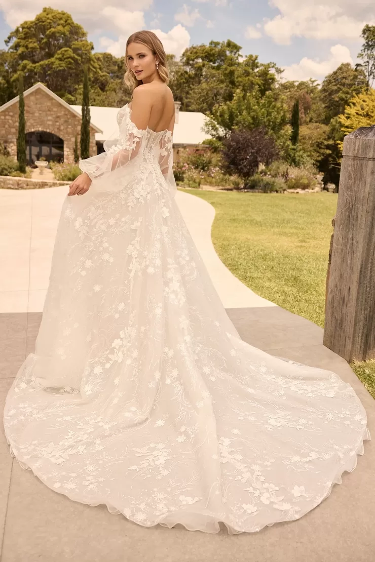 Sophia Tolli Jessica wedding dress - back view with open back and delicate beading