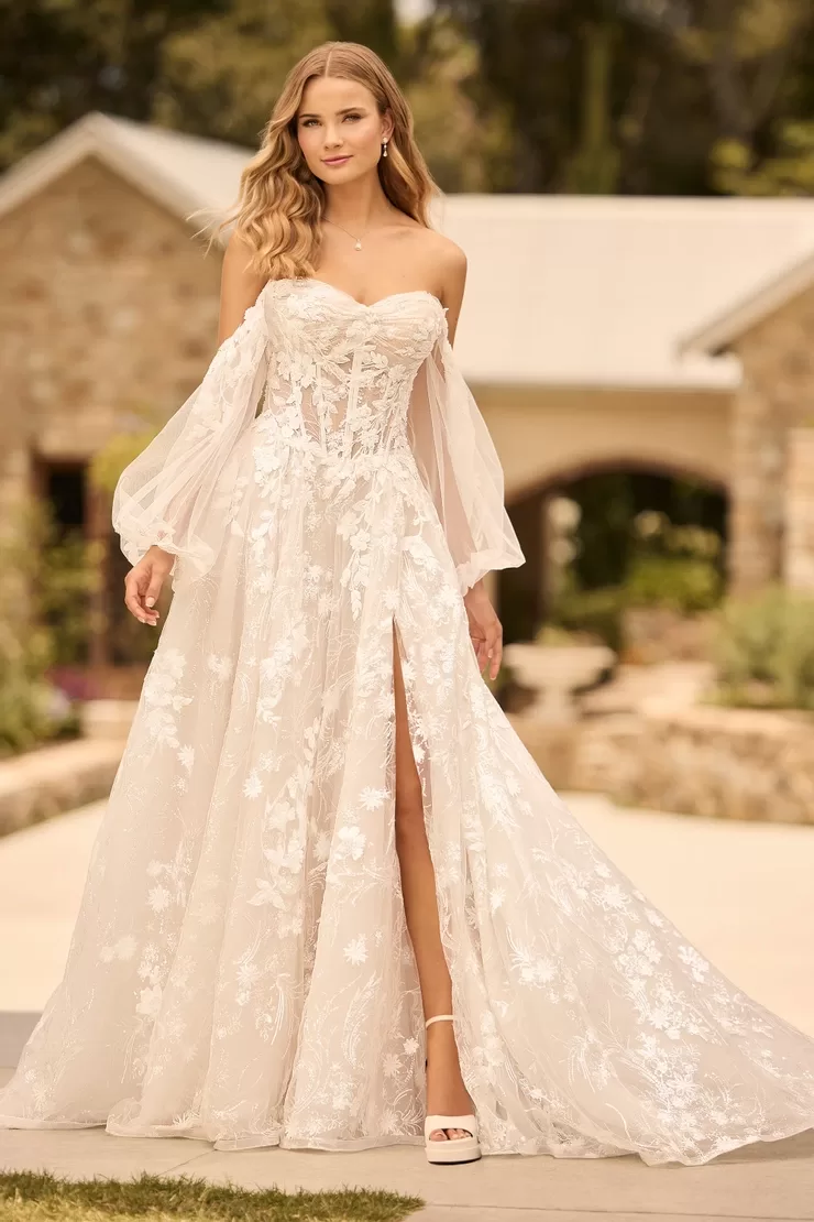 Sophia Tolli Jessica wedding dress - front view with cap sleeves and embellished bodice